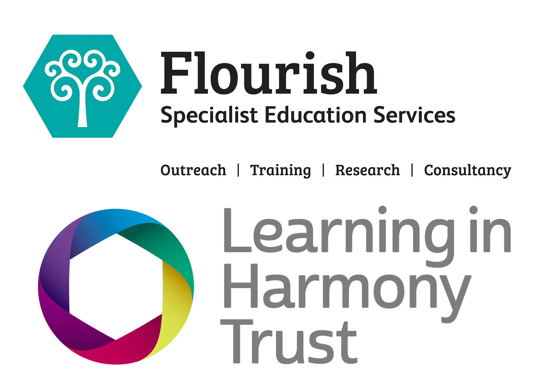 Flourish Specialist Education and Learning in Harmony Trust Logos