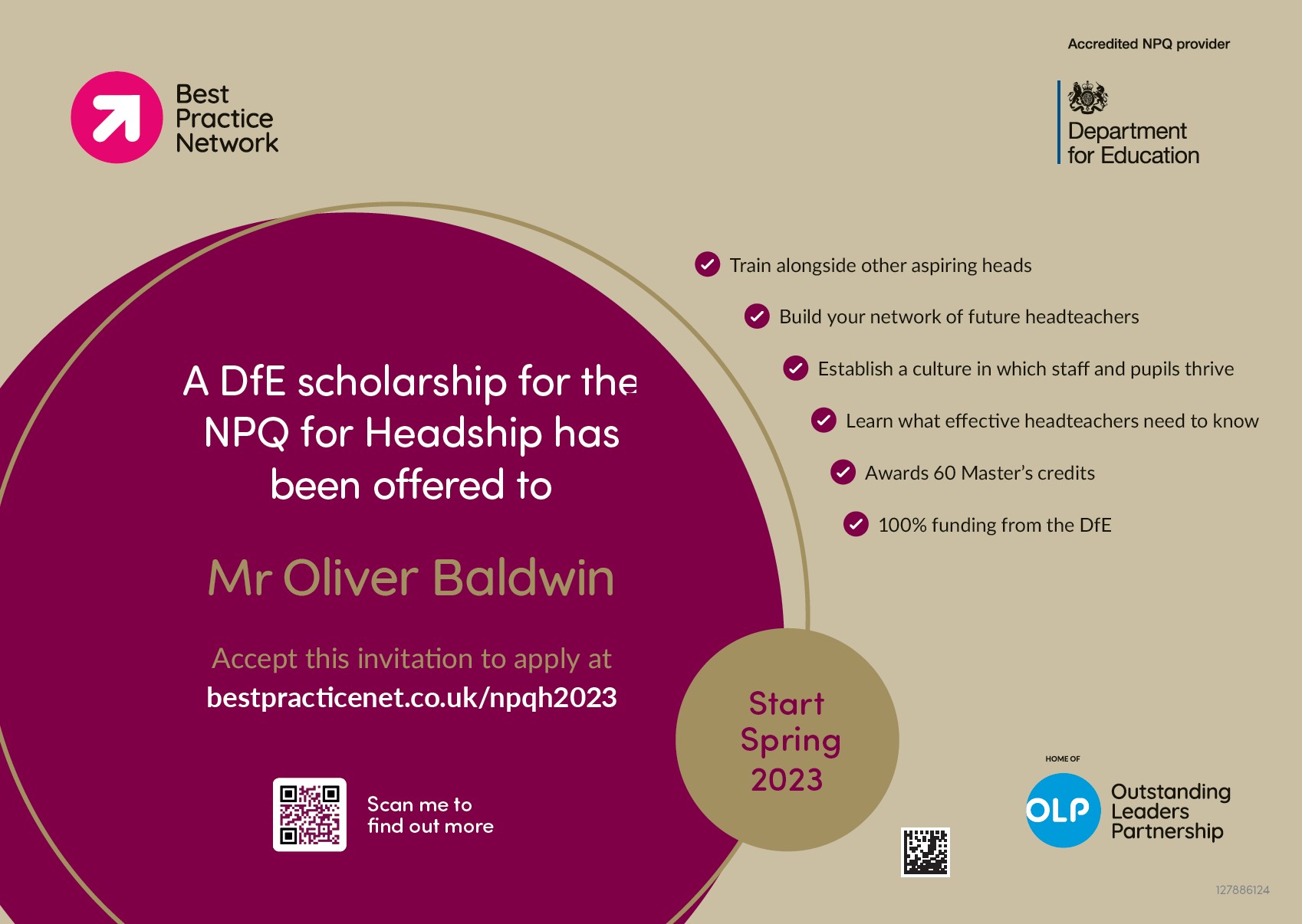 NPQH Accept Your Invitation to Apply Best Practice Network